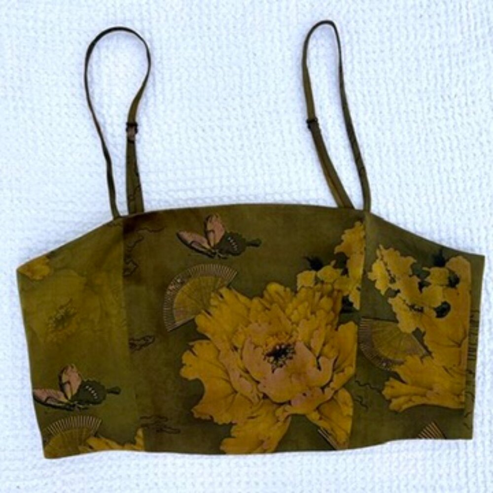 Rare Silk Crop Top Hand Dye Spaghetti Straps